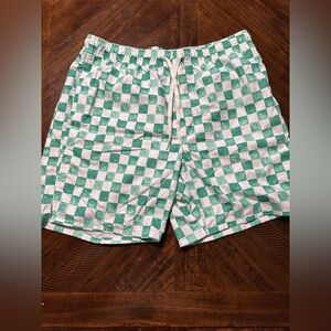 Old Navy Teal Checkered Swim Trunks
